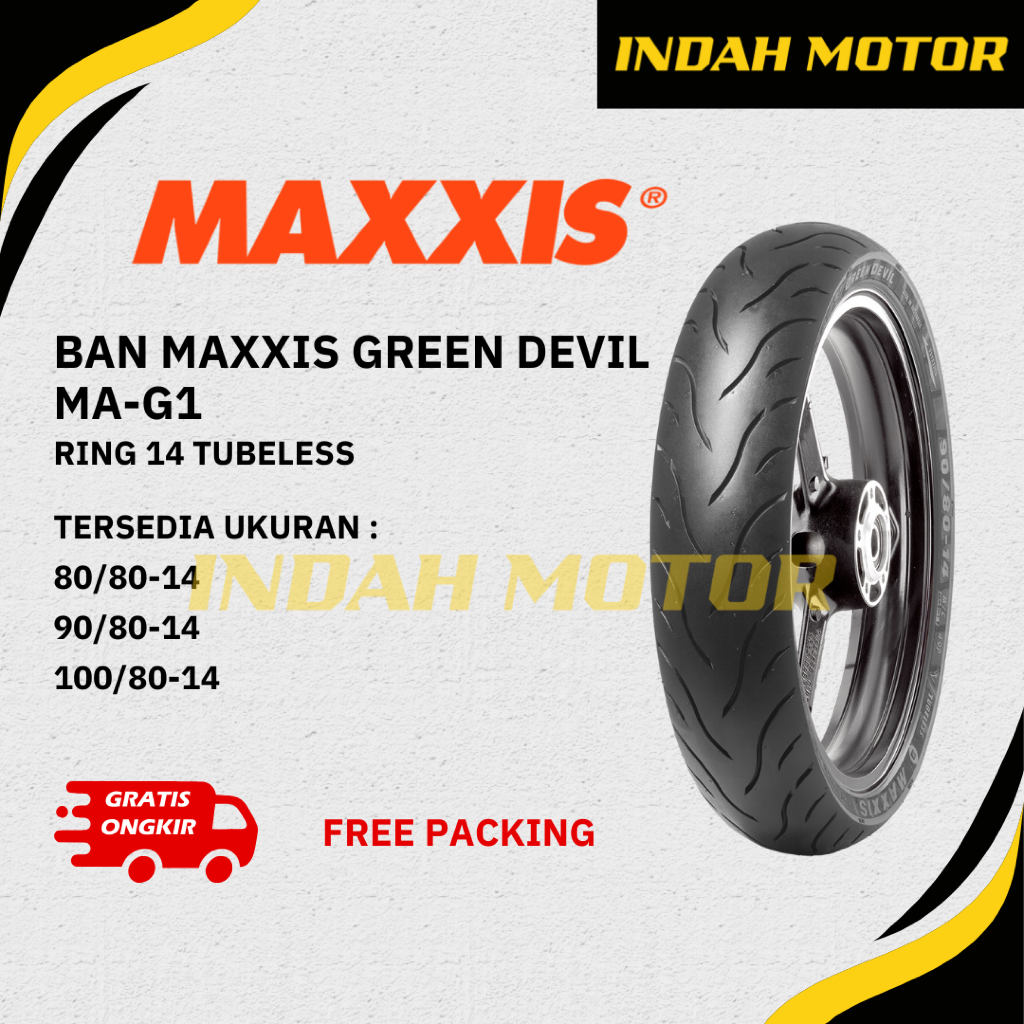BAN MAXXIS GREEN DEVIL MA-G1 | RING 14 | 80/80-14 | 90/80-14 | 100/80-14 | TUBELESS | BAN MOTOR | BA
