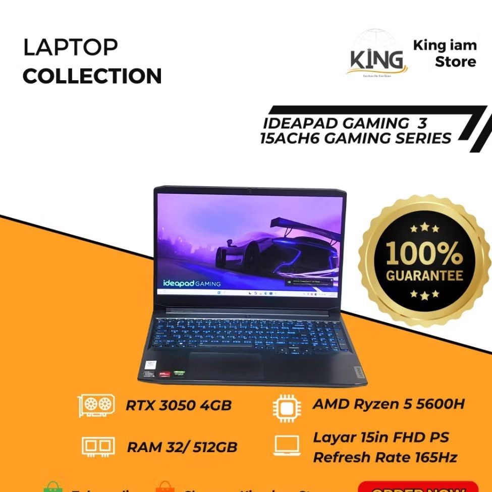 Lenovo Ideapad Gaming 3 15ACH6 | Ryzen 5 5600H | RTX 3050 | RAM 32GB | 165Hz | Laptop Gaming second 