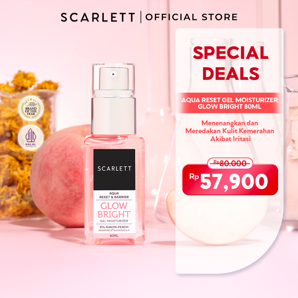 Scarlett Whitening Aqua Reset & Barrier Glow Bright Gel Moisturizer 6% Niacin - pelembab wajah untuk
