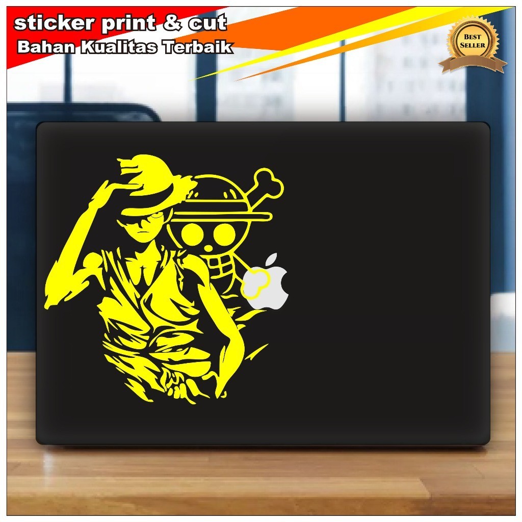 Sticker Motor / Mobil / Laptop Cutting Karakter Anime Luffy One Piece Stiker Tahan Gores Free Custom