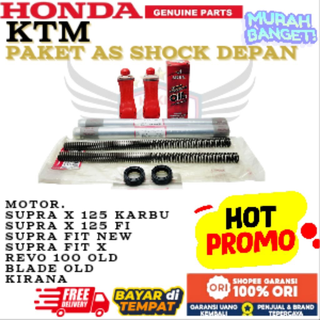 KTM ORIGINAL PAKET AS SHOCK DEPAN KOMPLIT HONDA SUPRA X 125 KARBU, PAKET AS SHOCK DEPAN HONDA SUPRA 