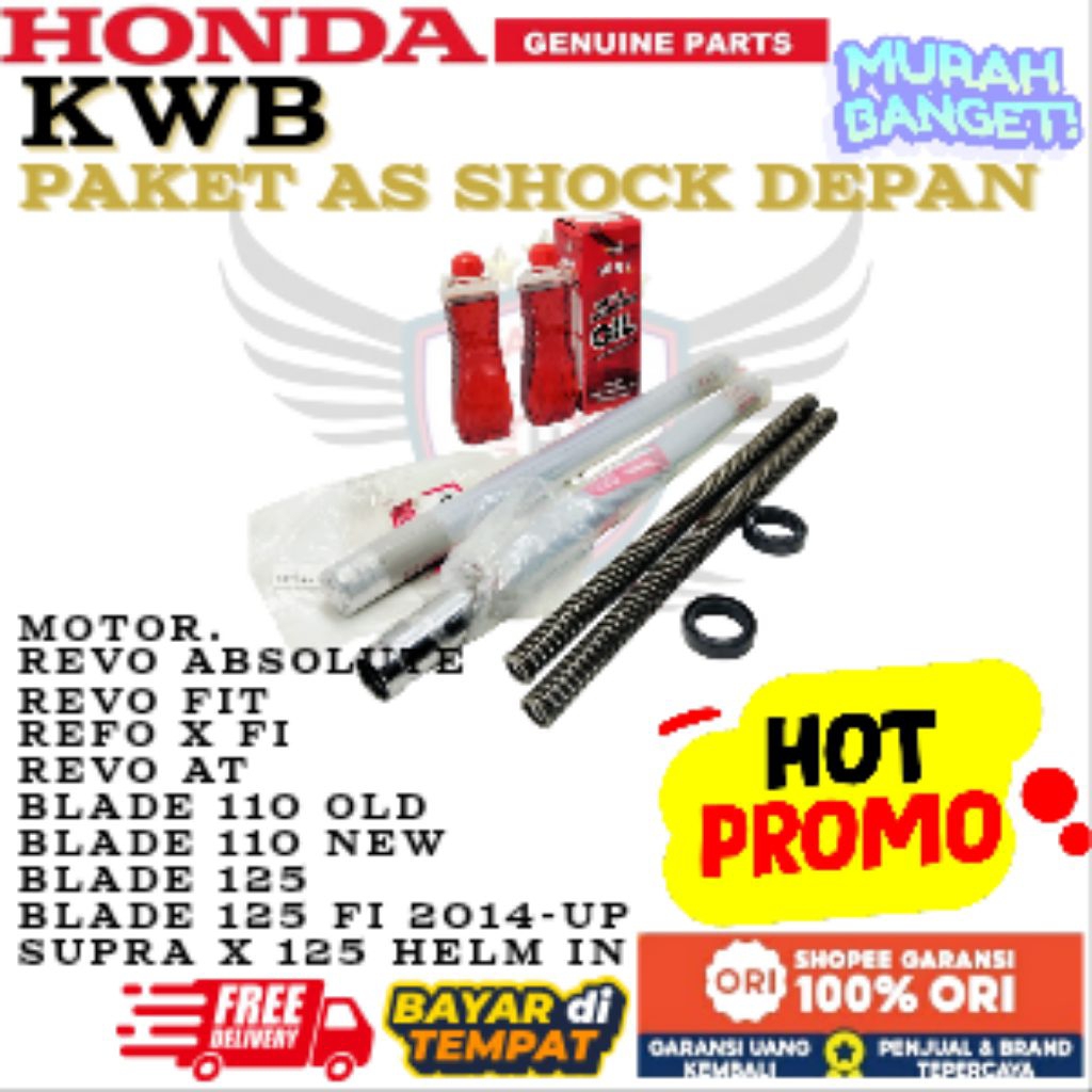 KWB ORIGINAL PAKET AS SHOCK DEPAN KOMPLIT HONDA REVO ABSOLUTE, PAKET AS SHOCK DEPAN HONDA REVO FIT, 