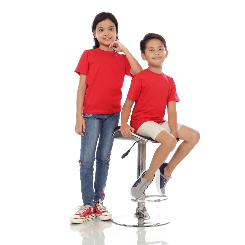 Kaos Polos Anak Laki dan Perempuan Lengan Pendek Warna HIJAU ARMY MERAH ABU MISTY BIRU TURKISH BIRU 