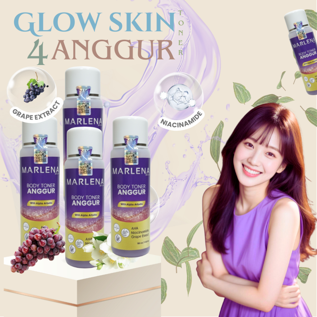 PAKET 4 TONER BADAN ANGGUR ARBUTIN BPOM FREE LOGAM MULIA