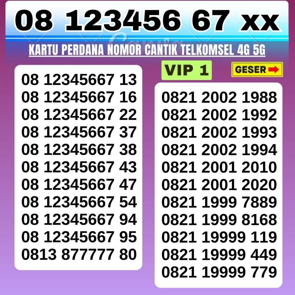 KOLEKSI 3 - NOMOR CANTIK SIMPATI 4G 5G TELKOMSEL NOCAN SIMPATI NOMER SIMPATI CANTIK KARTU PERDANA SI