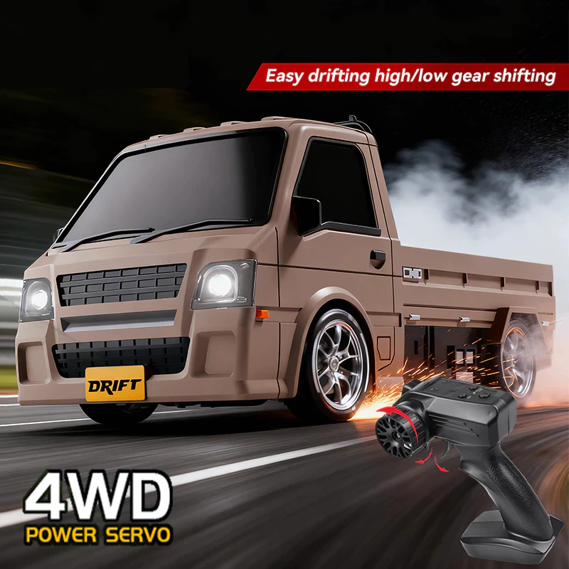 RC Mobil Pickup 4WD Skala1:24  Full Propo 2.4GHZ RC Mobil Cargo Truck Drift dengan Lampu