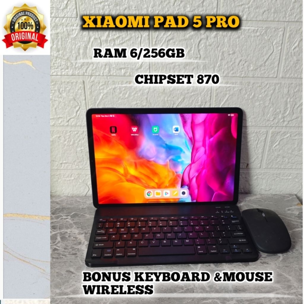 XIAOMI MI PAD 5 PRO RAM 6/256GB CHIPSET 870 BONUS KEYBOARD MOUSE WIRELESS SECOND