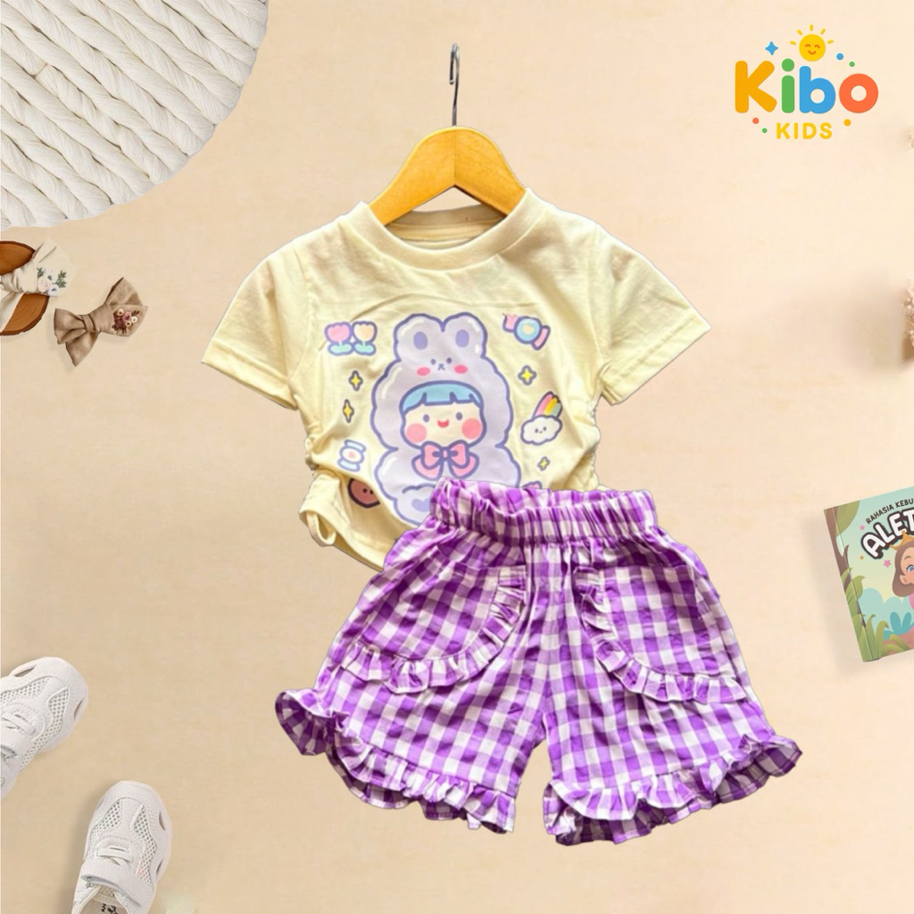 kibo kids | chika ungu 1 set | baju anak cewek | baju 1 set | baju lucu | baju murah