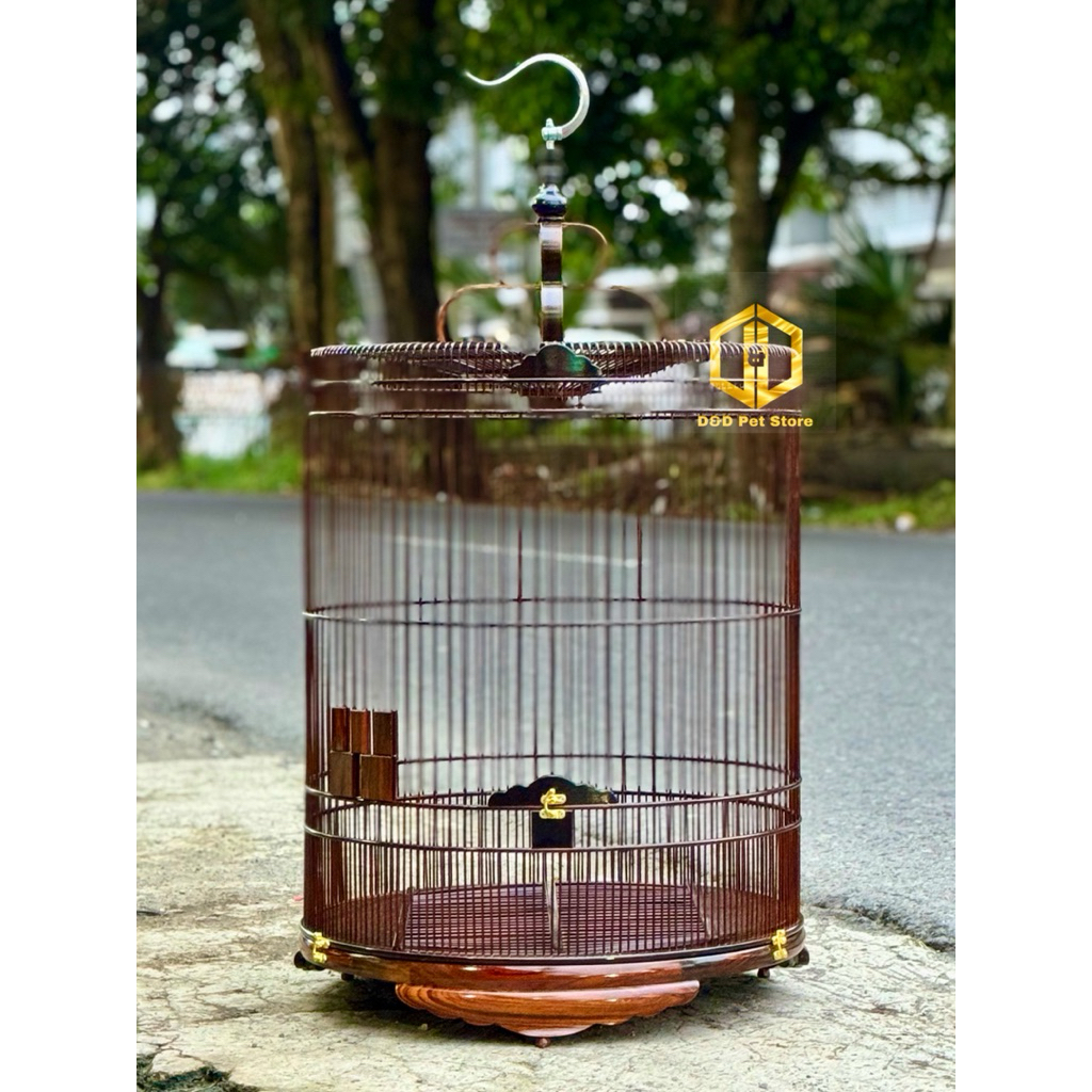 Sangkar Murai Batu Tebok Ceper Kayu Sonokeling Premium no.2 (dm.58)