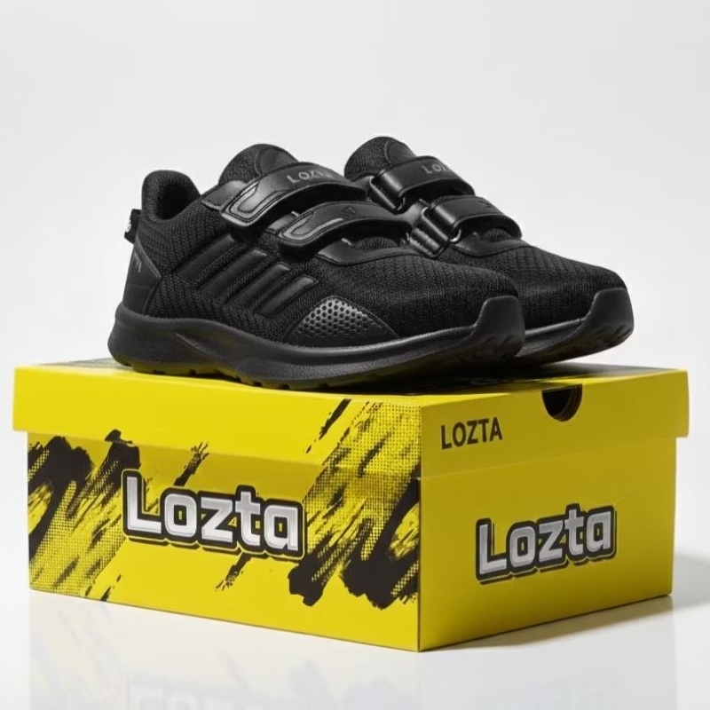 LOZTA Sepatu Sekolah Hitam Anak Tk Sd Velcro INJECTION Tanpa Lem Import Series