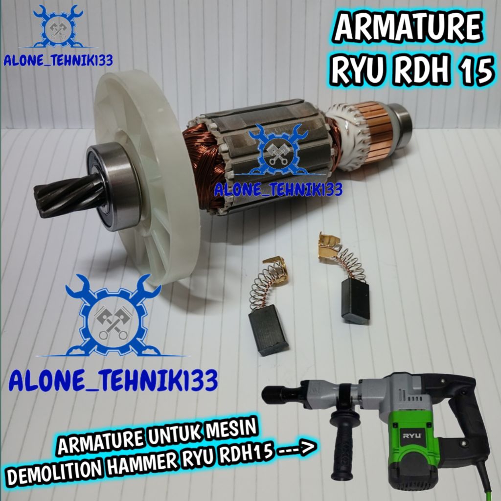 ARMATURE RYU RDH15 ANGKER MESIN BOR BOBOK JACK HAMMER DEMOLITION HAMMER RYU RDH 15 ROTOR DINAMO MESI