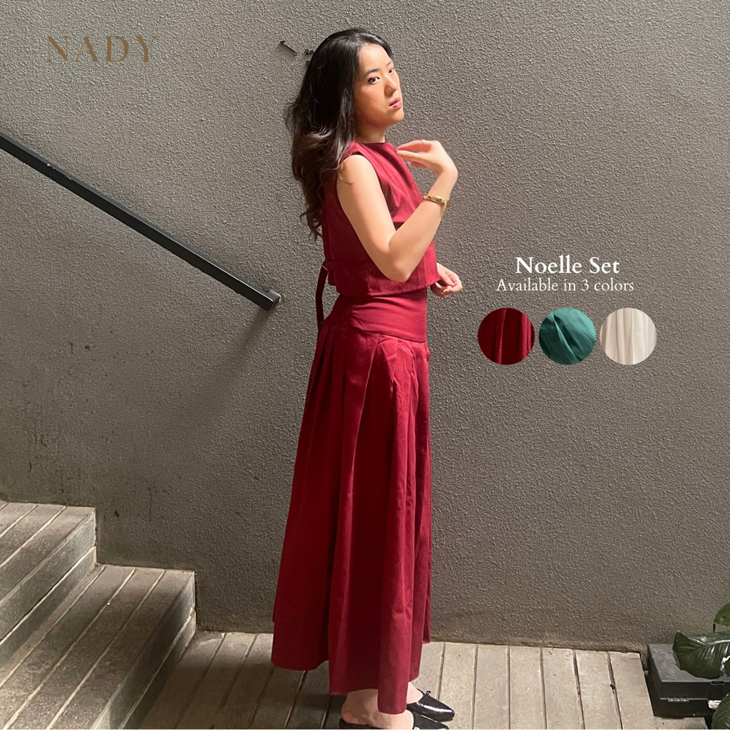 NADY Noelle Set | Set Atasan dan Bawahan Perempuan - Rok Panjang - Atasan Blouse Wanita - Baju Setel