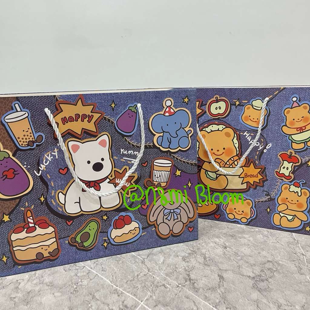 Paper Bag Tebal / Paper Bag Denim / Paper Bag Beruang / Paper Bag Anjing / Tas Kertas Unik / Tas Jin