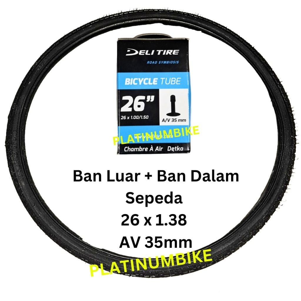PAKET Ban Luar LUCKY STONE + Ban Dalam DELI TIRE Sepeda 26 x 1.38 LUCKY STONE Sepeda MTB Federal