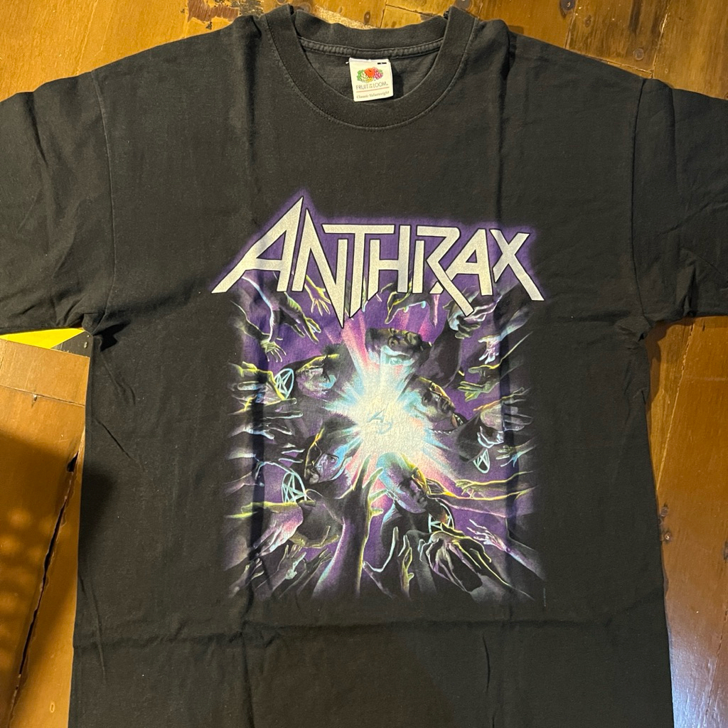 T Shirt Band Official ANTHRAX TOUR 2003 tag Fruit of The Loom - Kaos Band Import Original