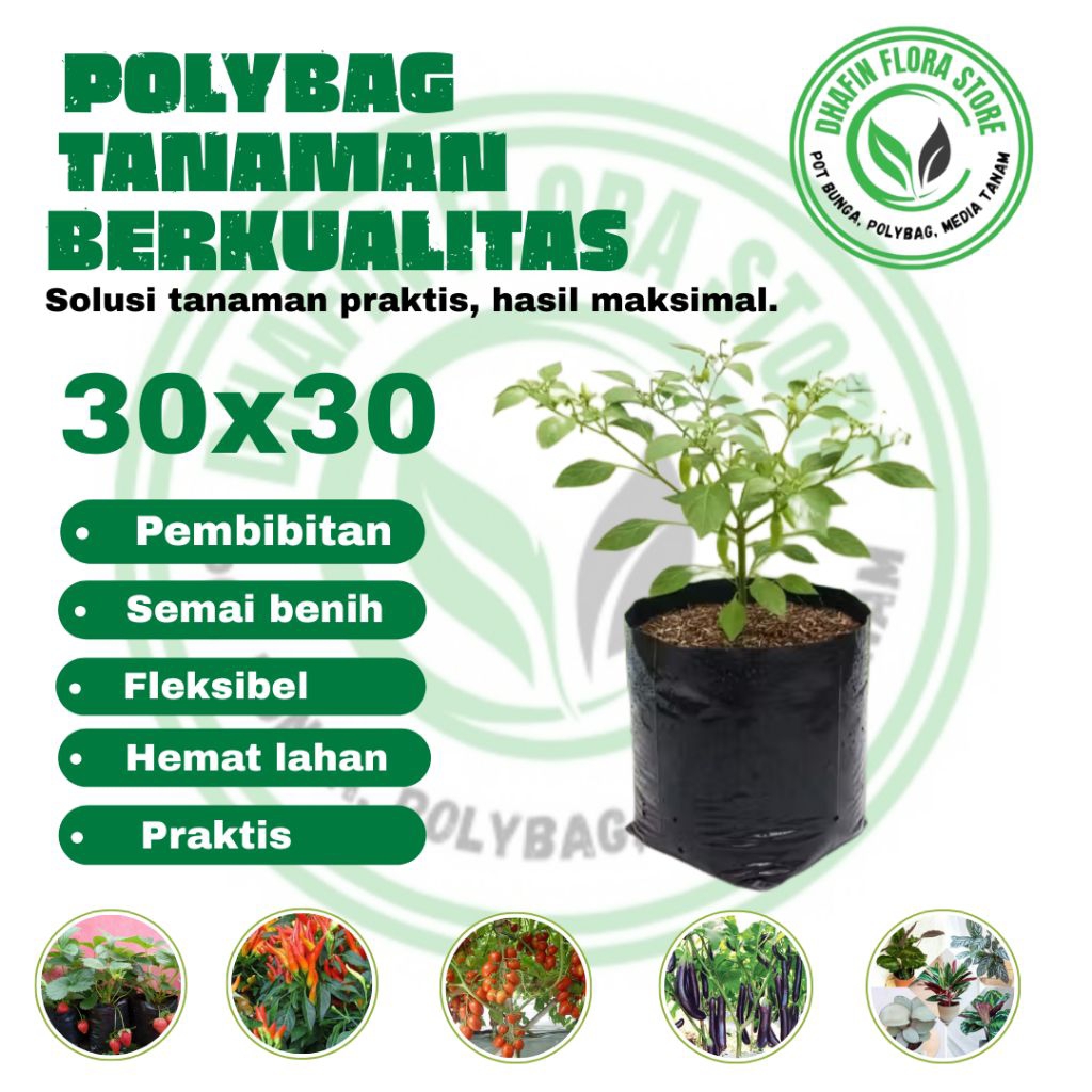 polybag tanaman 30x30 cm polybag murah berkualitas tebal untuk bibit tanaman sayur, buah, dll