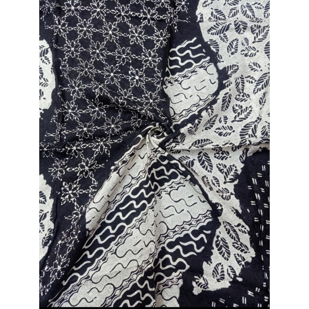Batik Viscose motif warna hitam putih kain Batik motif cirebon batik cap Asli