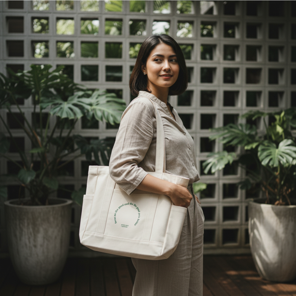 VOLKVOX Totebag Charlotte Putih Tulang The Good- Totebag Kanvas Resleting Putih Tulang Tote Bag Kerj