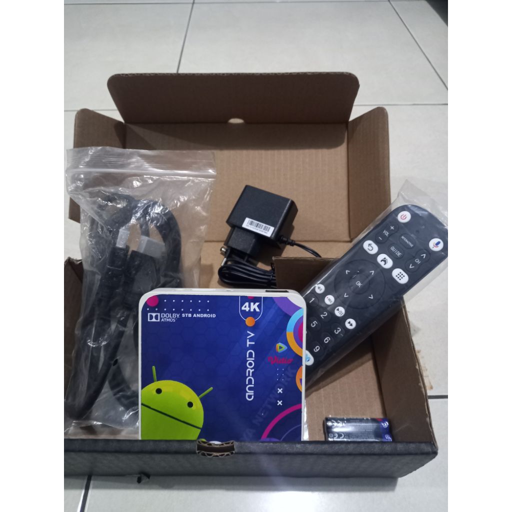 STB Android XL STI6030 Fullset ram 2/8 remot voice tinggal nonton