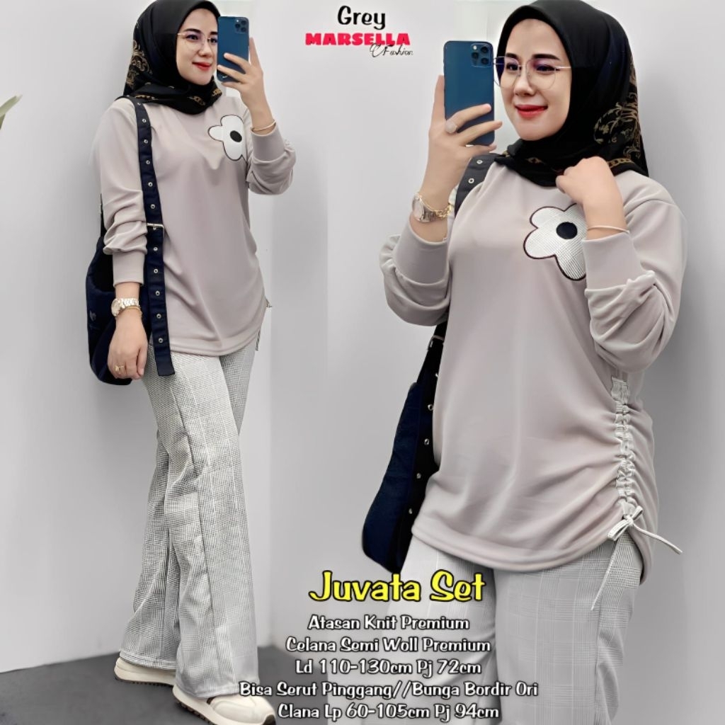 Juvata setelan tunik dan celana ori marsela tunik kaos jumbo ld 120 ld 130 xxxl xxl xl celana cargo 