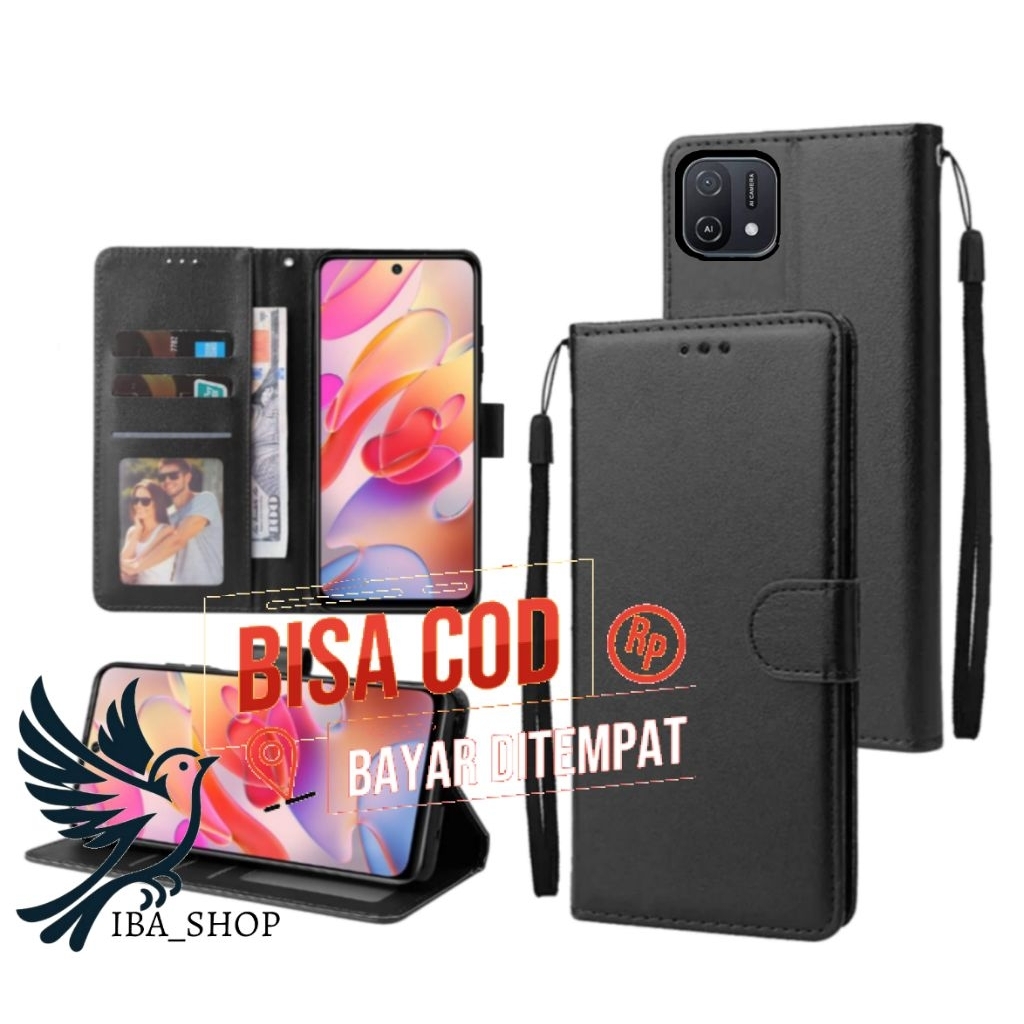 CASE HP OPPO A16K/A16E - CASING DOMPET-FLIP LEATHER-SARUNG HP