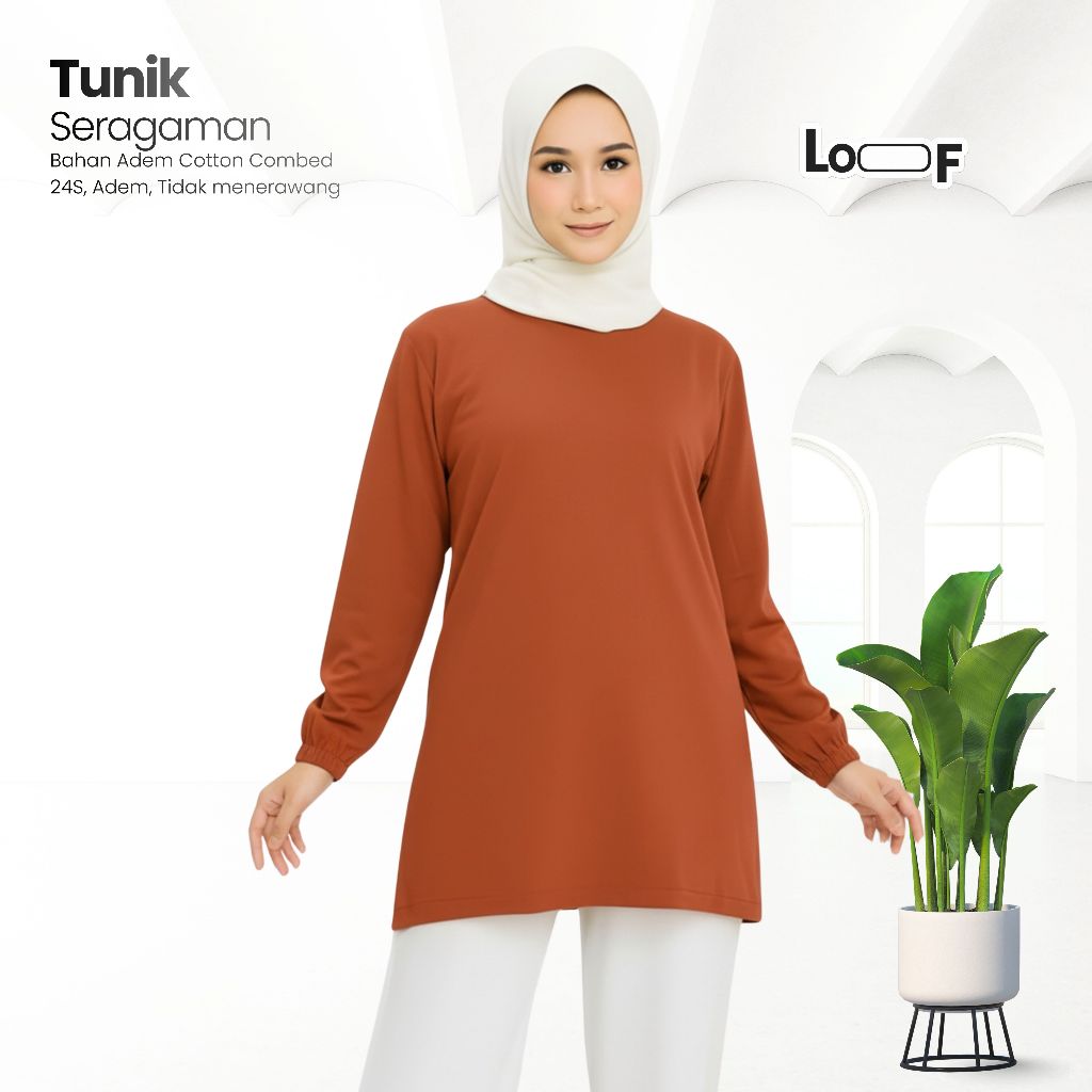 Kaos tunik Atasan wanita lengan panjang kekinian korean style blouse terbaru bahan katun combed 24s