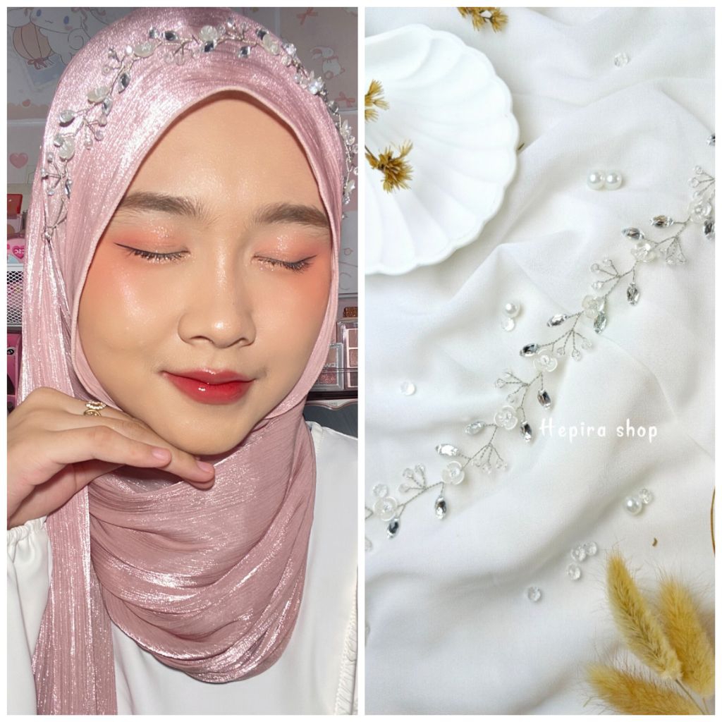 headpiece bunga/headpiece Mutiara/headpiece hijab/bando hijab/hiasan kepala hijab