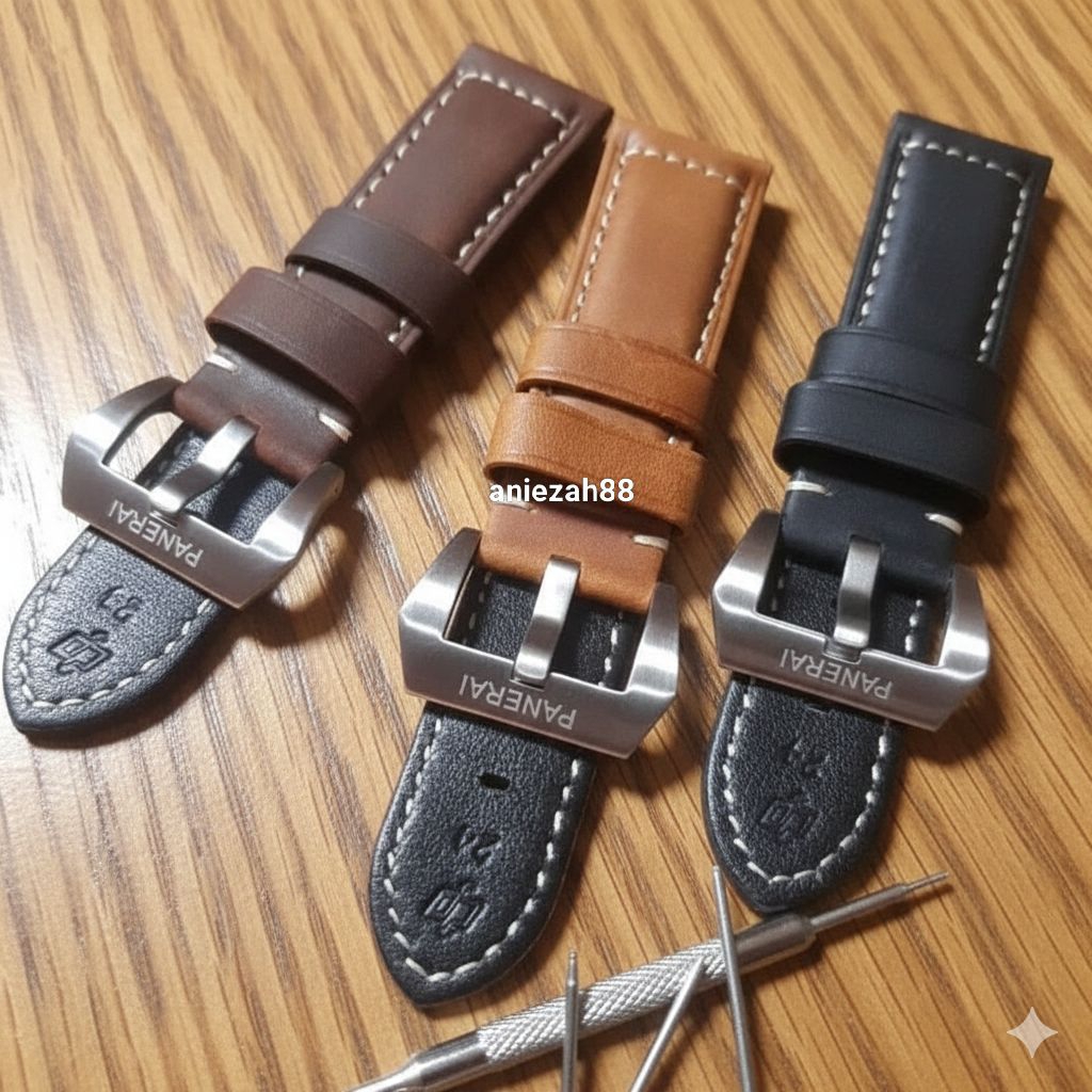 STRAP JAM TANGAN KULIT BAND PANERAI TALI JAM PANERAI LUMINOR PREMIUM UKURAN 24MM 26MM