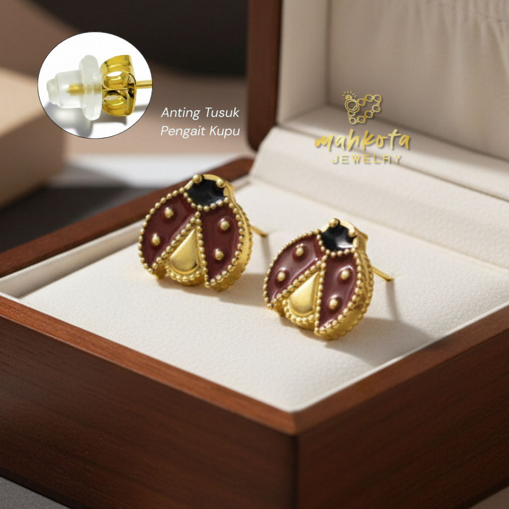 A188 Anting Titanium Premium Wanita Lapis Emas 18 KGP