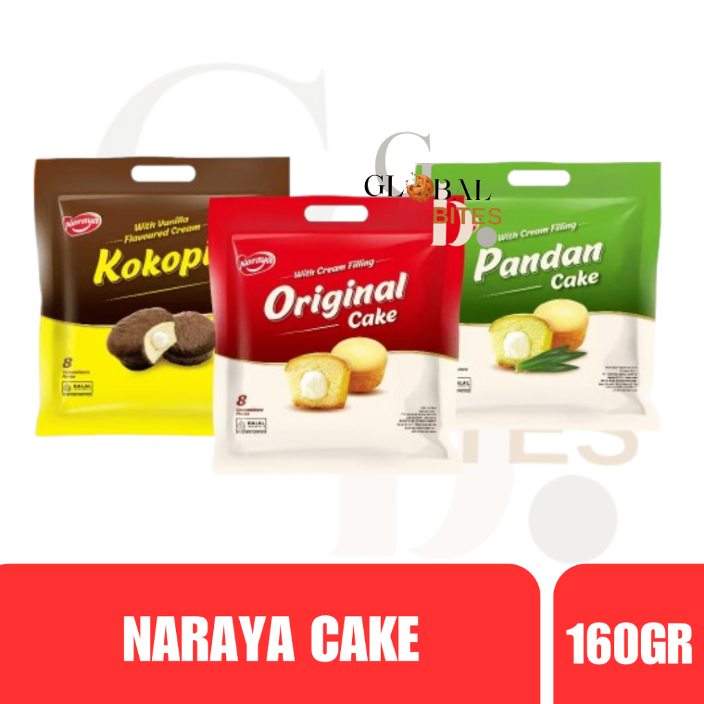 Naraya Muffin Cake 160g Kue Bolu Mini Muffin Isi Cream Aneka Rasa Original Pandan Kokopie Halal