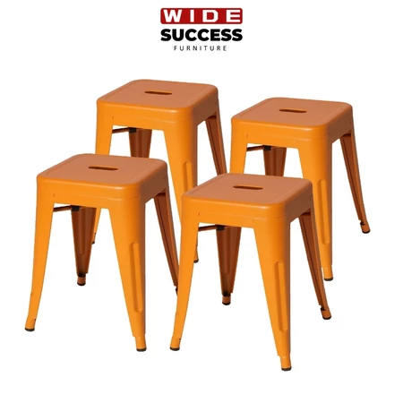 [ Set of 4 ]Kursi oranye logam, kursi santai di teras rumah tangga, kursi besi yang mudah digunakan