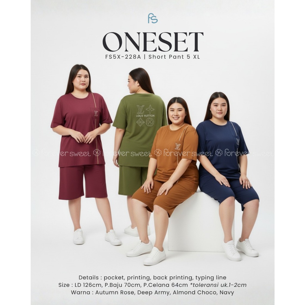 Oneset /setelan Jumbo Pendek ( 5XL ) Forever Sweet