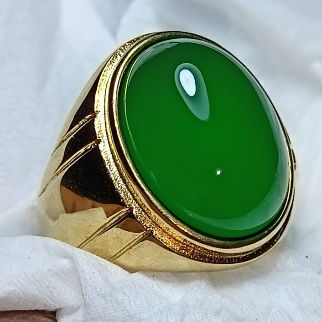 CINCIN BATU AKIK  GREEN CHALCEDONY HIJAU GARUT KRISTAL ORI