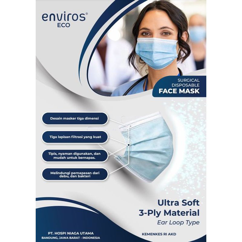 ENVIROS PREMIUM SURGICAL DISPOSABLE FACE MASK EARLOOP PER 1 PCS