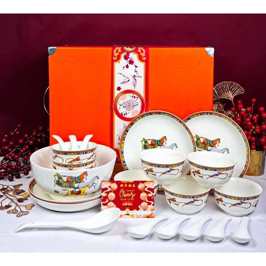 [ HAMPERS CHINESE NEW YEAR ] Dinner set premium / Hampers piring  Mangkok Imlek / Tableware Piring M