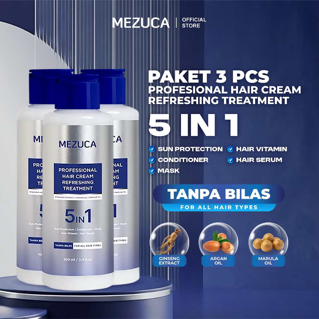 [Dapat 3 PCS] MEZUCA Profesional Hair Cream Refreshing Treatment Tanpa Bilas 5in1 Sun Protection Con
