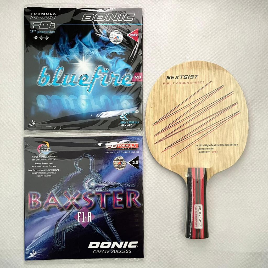 Bat tenis meja carbon Nextsist plus karet serang + bintik serang Set