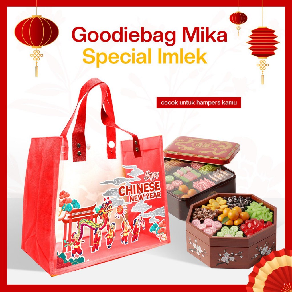 Tas Mika Imlek | Tas Hampers Chinese New Year | Tas Bingkisan Tahun Baru Imlek | Goodie Bag Imlek | 