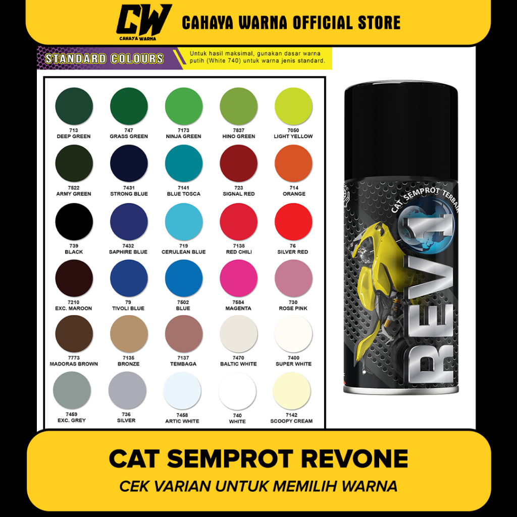 REVO Acrylic - Spray Paint Standar Colours / Cat Akrilik Warna Standar Serbaguna Tahan Lama Cepat Ke