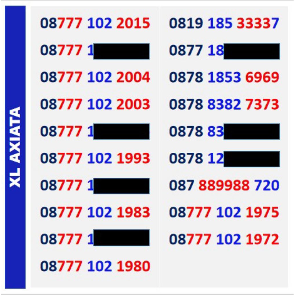 Nomor Cantik XL Axiata Double Triple