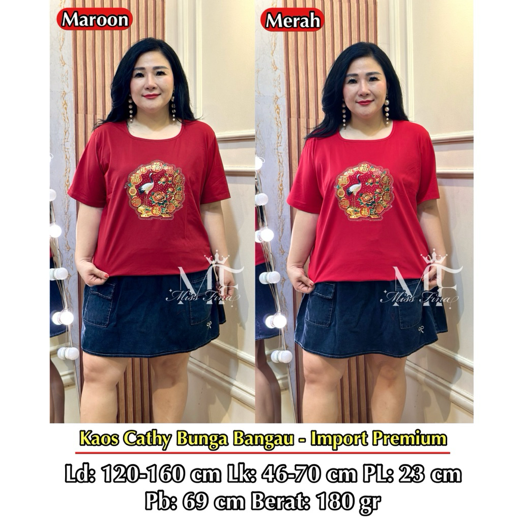 FINA BIGSIZE - ( CATHY KAOS WANITA BIG SIZE ) KAOS SINCIA IMLEK PENDEK WANITA JUMBO BIGSIZE