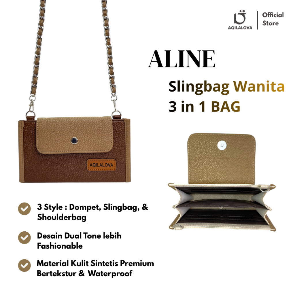Aline Sling Bag Tas HP Wanita Tas Selempang Shoulder Bag Rantai Fashionable