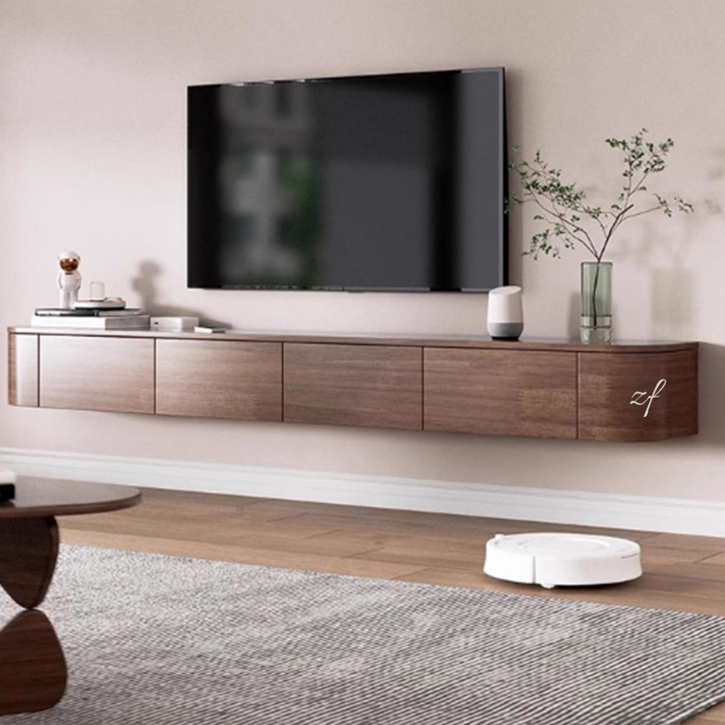 Meja TV Gantung Sienna Minimalis Bufet Dinding Kayu Jati Kokoh FREE ONGKIR