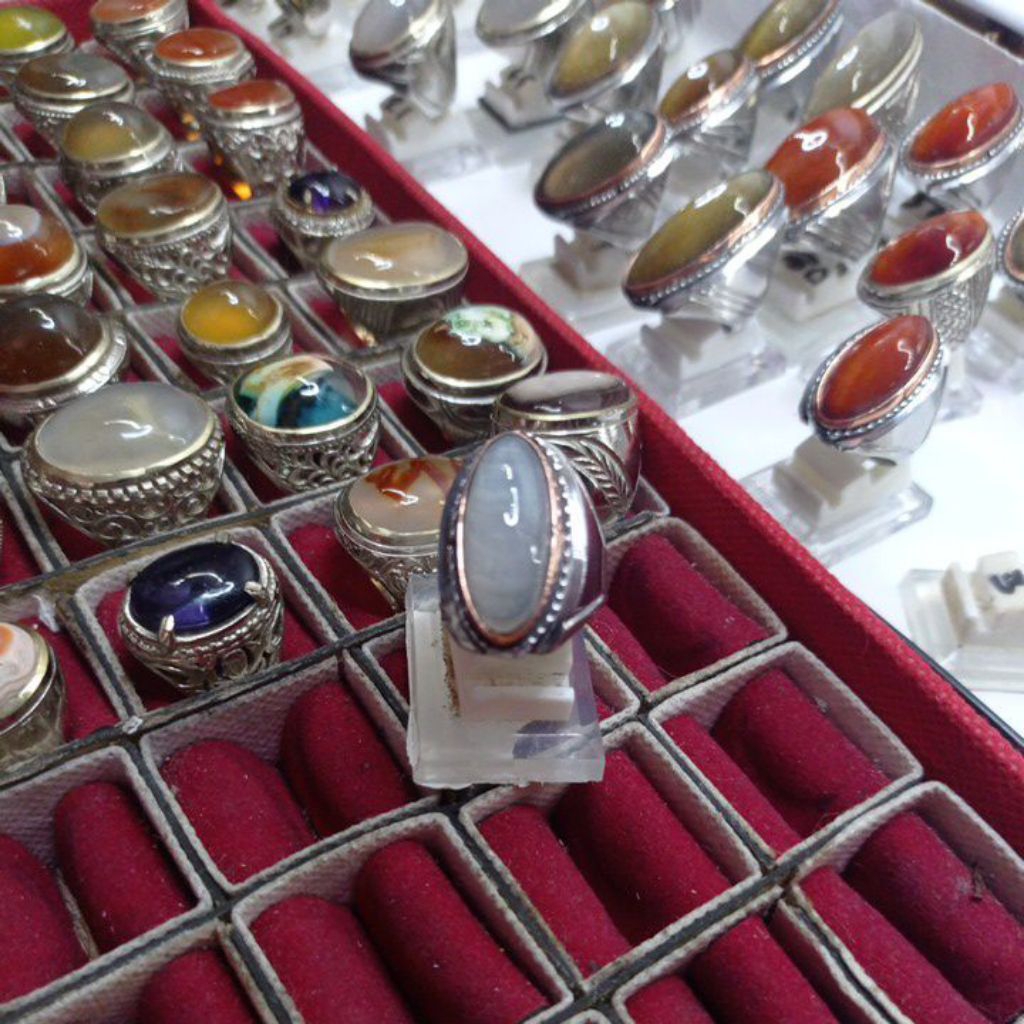 batu akik sutra ring monel