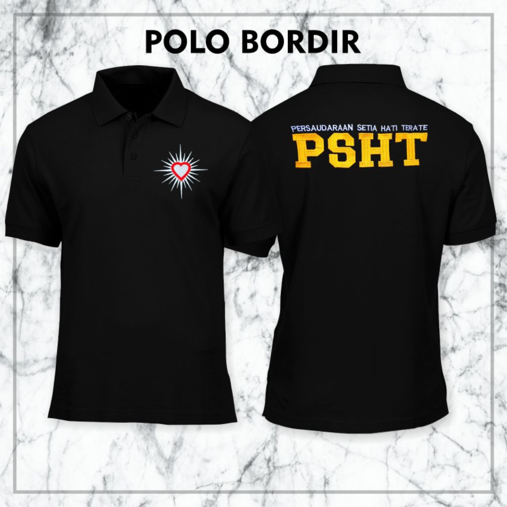 KAOS POLO BORDIR PSHT KAOS KRAH BORDIR HITAM KAOS PRIA WANITA