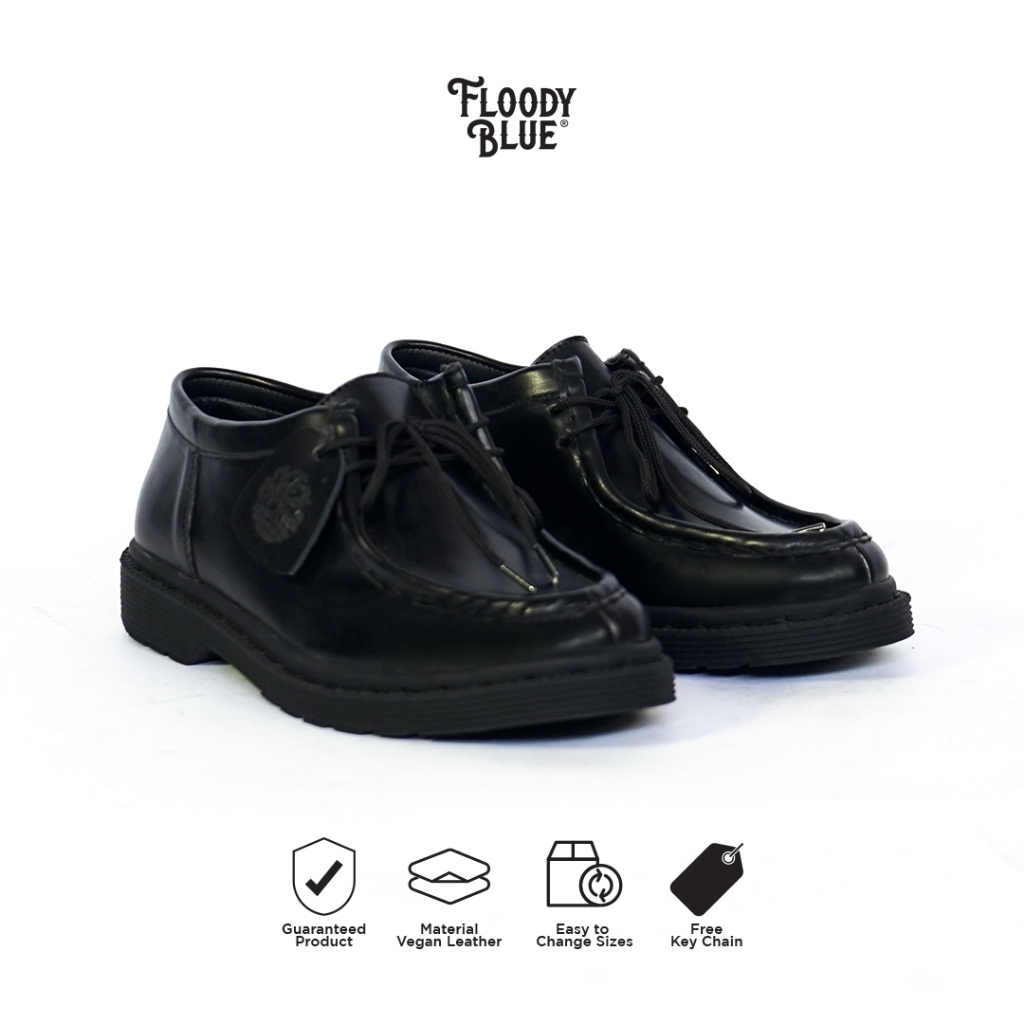 Floody Blue I Sepatu Kulit Boots Pria I Memphis Dessert Boots Vegan