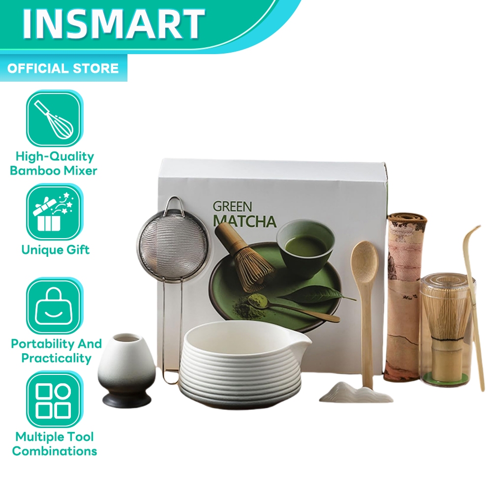 Set Isi 8 Set Teh Keramik, Pengocok Teh, Mangkuk Teh Dengan Cerat, Set Teh Lengkap, Kotak Hadiah Per