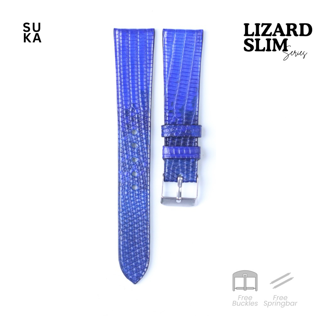 Lizard Slim Series – Biru | Strap Jam Tangan Kulit Lizard Premium | Handmade, Elegant, Tipis & Nyama