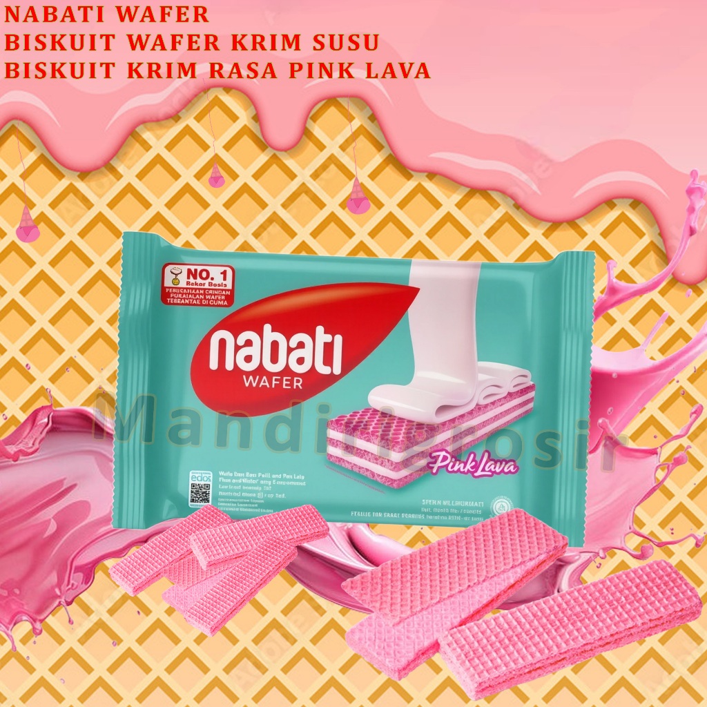 Biskuit Wafer Krim Susu * Nabati Wafer * Biskuit Krim Rasa Pink Lava * 37gr