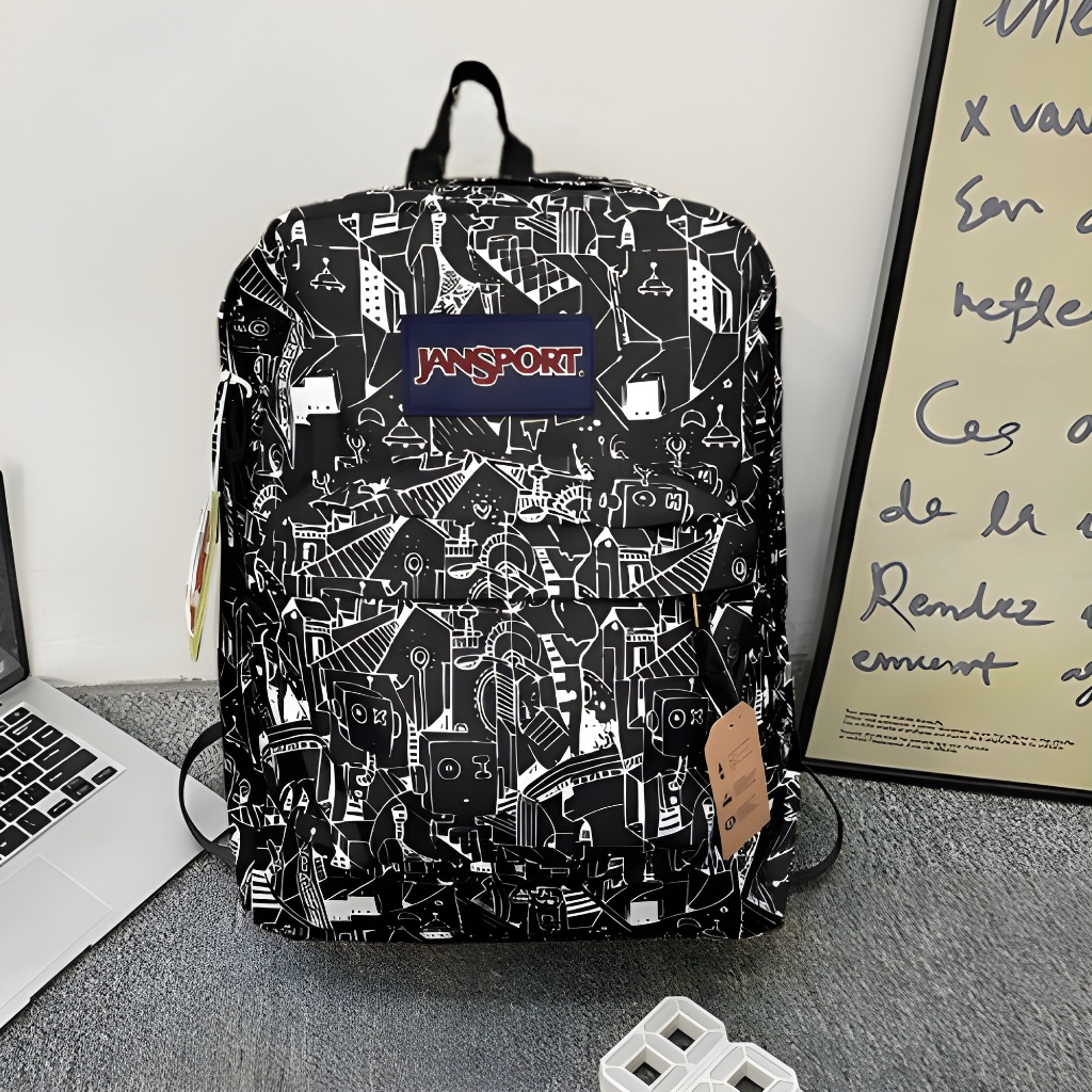 Tas JS Abstrak Robot Premium Fultag / Tas Ransel Sekolah Cowok Cewek Kekinian Termurah / Tas JS Prem